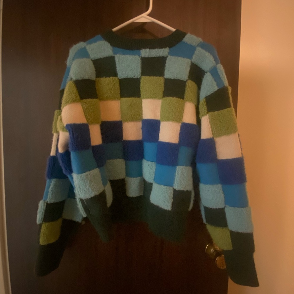REPOSH &Merci Green and Blue Checkered Sweater in Size Medium - Picture 14 of 14